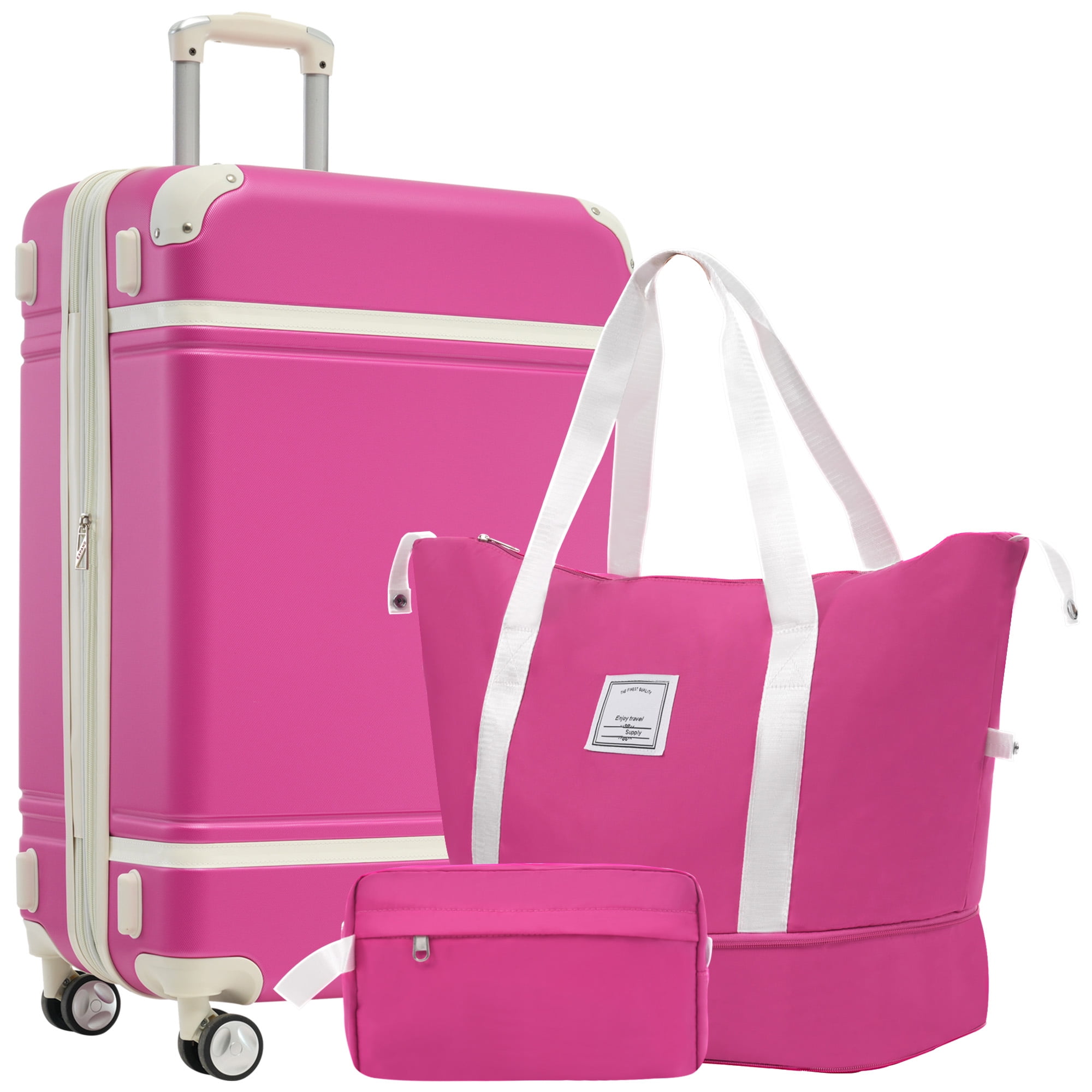 MAYEERTY 3-Piece Retro Luggage Set with TSA Lock for Travel, 28"Hardside Suitcase & Duffle Bag & Toiletry Bag
