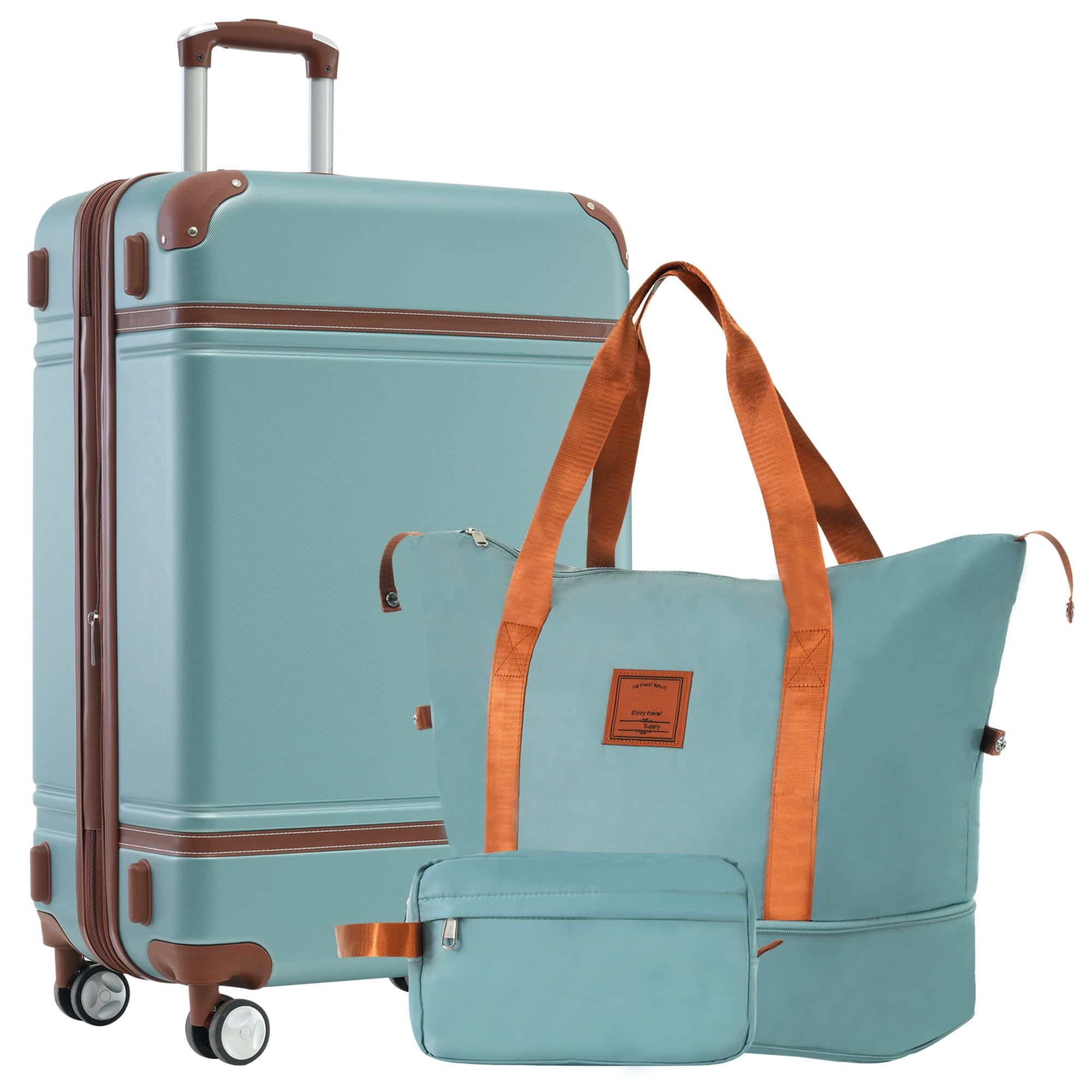 MAYEERTY 3-Piece Retro Luggage Set with TSA Lock for Travel, 28"Hardside Suitcase & Duffle Bag & Toiletry Bag