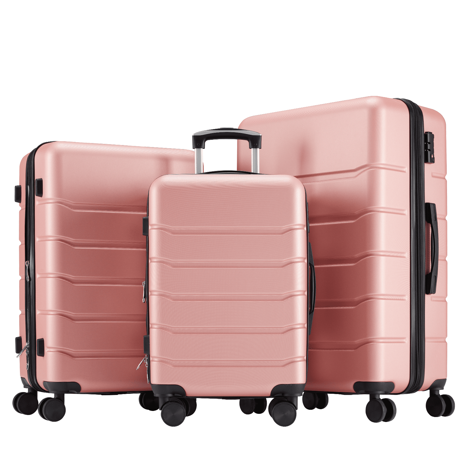 MAYEERTY 3 Pieces Hardside Luggage With Spinner Wheels Expandable And Tsa Lock Hard Shell Lightweight Roller Suitcase,Pink