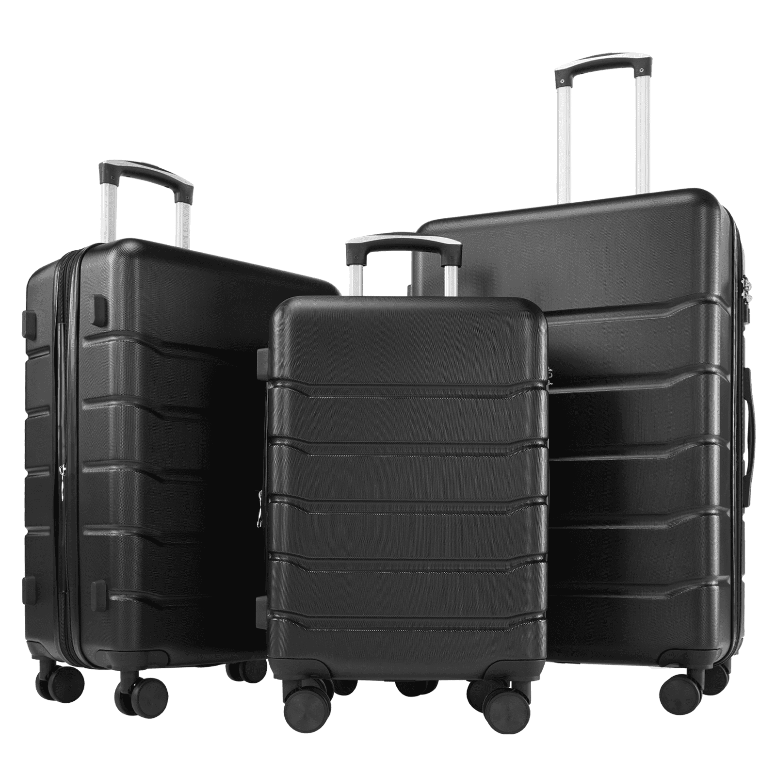 MAYEERTY 3 Pieces Luggage, Expandable Hardside Suitcase With Spinner Wheels, Hard Shell Abs Durable Lightweight Travel Luggage With Tsa Lock, Blue,Black