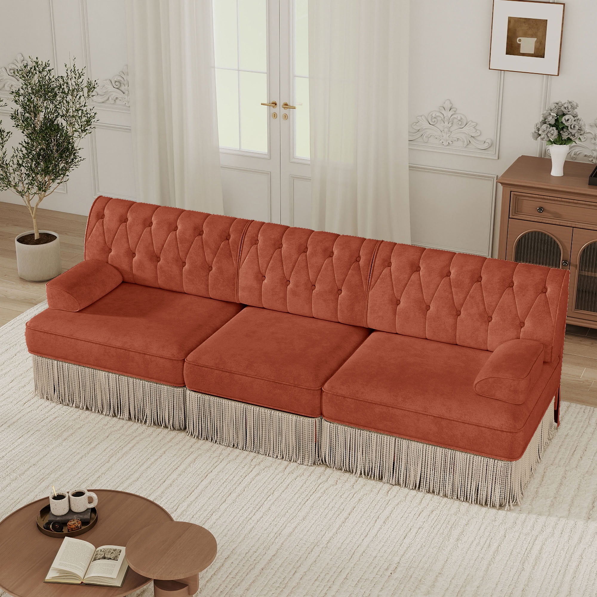 MAYEERTY 3-Seater Chesterfield Modular Sofa, Free Combination Pet Friendly Couch, Solid Wood Base for Living Room Bedroom Rest Area