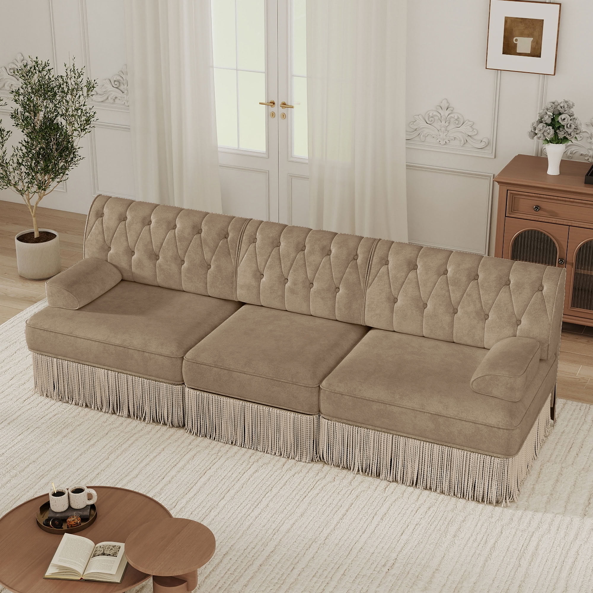 MAYEERTY 3-Seater Chesterfield Modular Sofa, Free Combination Pet Friendly Couch, Solid Wood Base for Living Room Bedroom Rest Area
