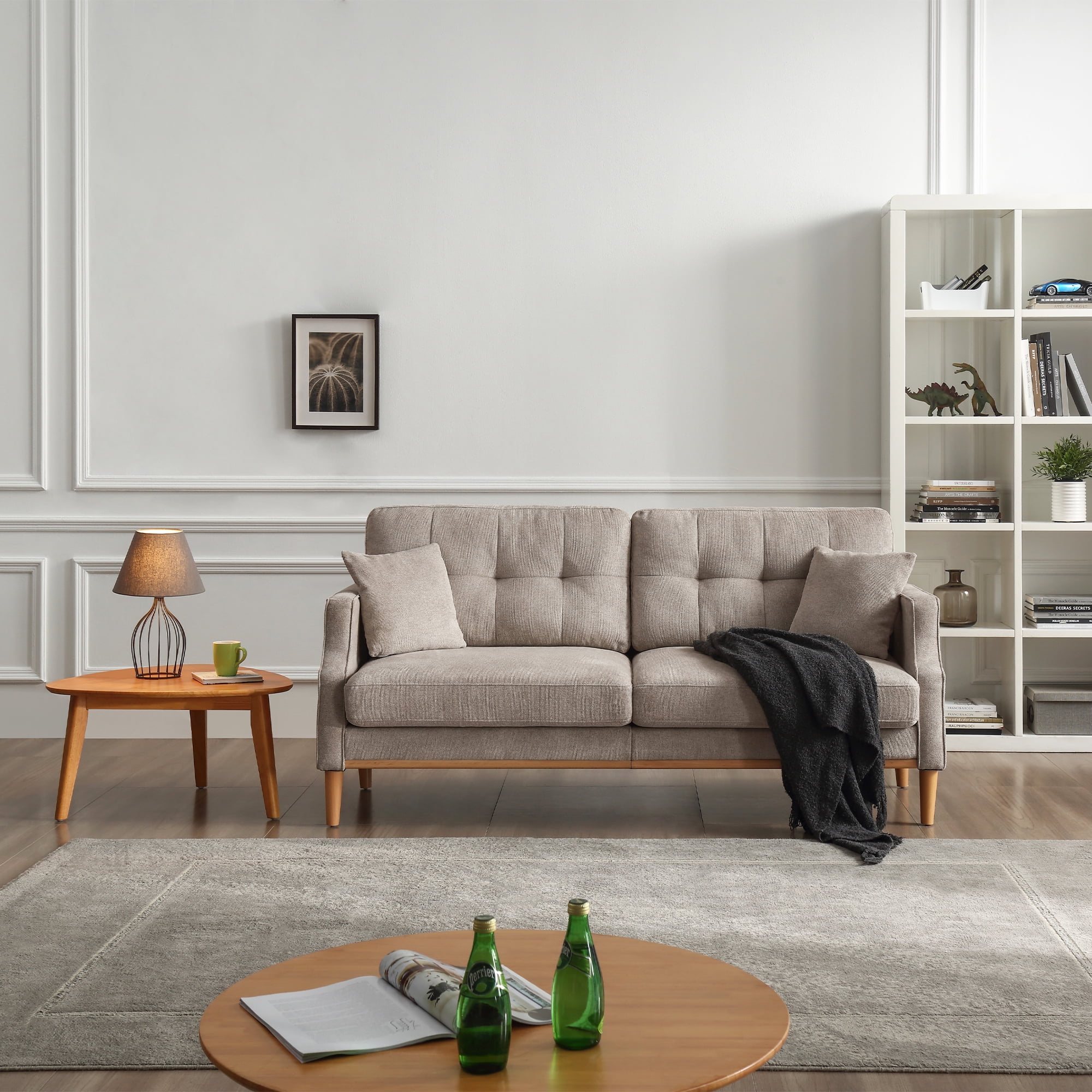 MAYEERTY 3-Seater Gray Sofa with USB Charging, Waterproof Fabric, High-Density Foam Cushions, for Living Room or Apartment