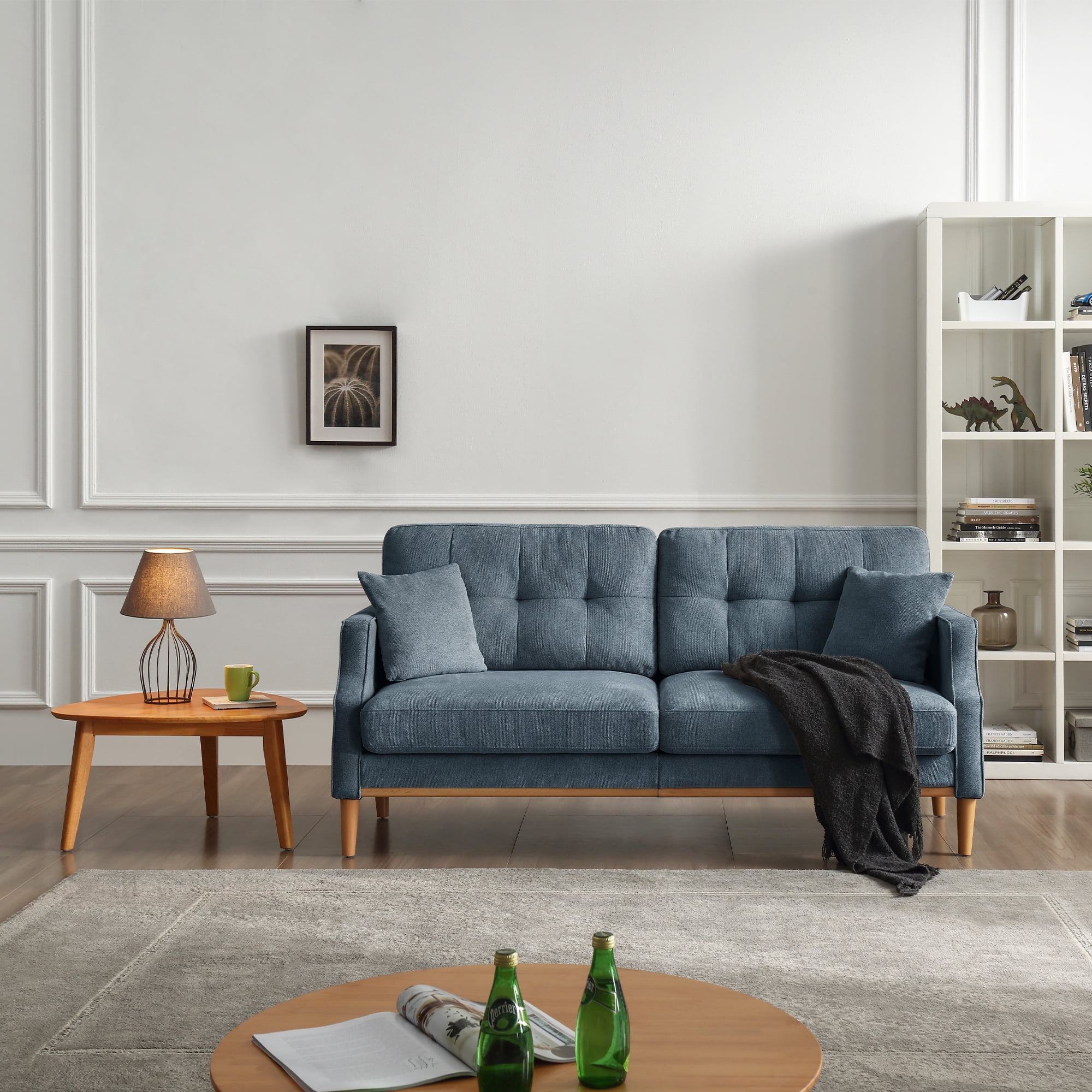 MAYEERTY 3-Seater Sofa – Waterproof Fabric, High-Density Foam, USB Charging, Dark Blue