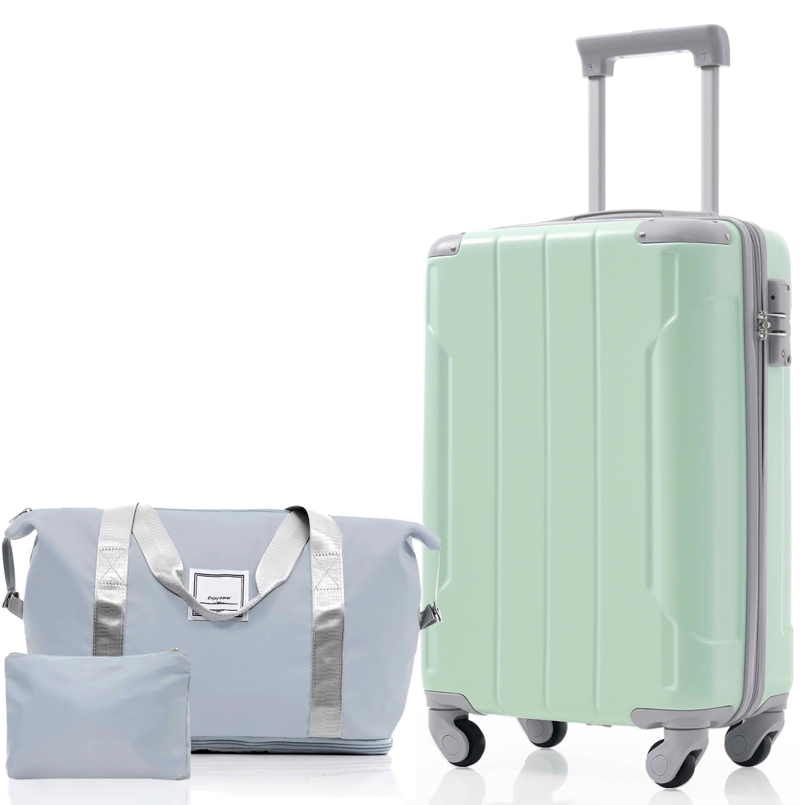 MAYEERTY 3 Piece 20 Inch Carry On Luggage Set, Lightweight ABS Hardshell Suitcase with Spinner Wheels for Weekend Getaways and Business Travel