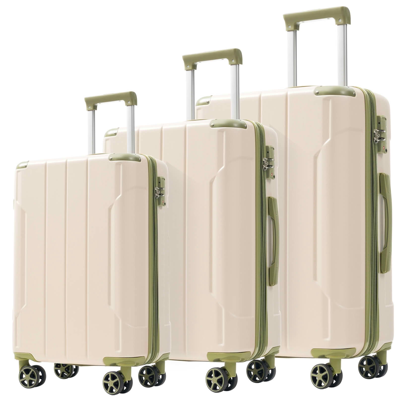 MAYEERTY 3 Piece Expandable Hardshell Luggage Set, Lightweight ABS Suitcases with Double Spinner Wheels and TSA Lock for Family Travel