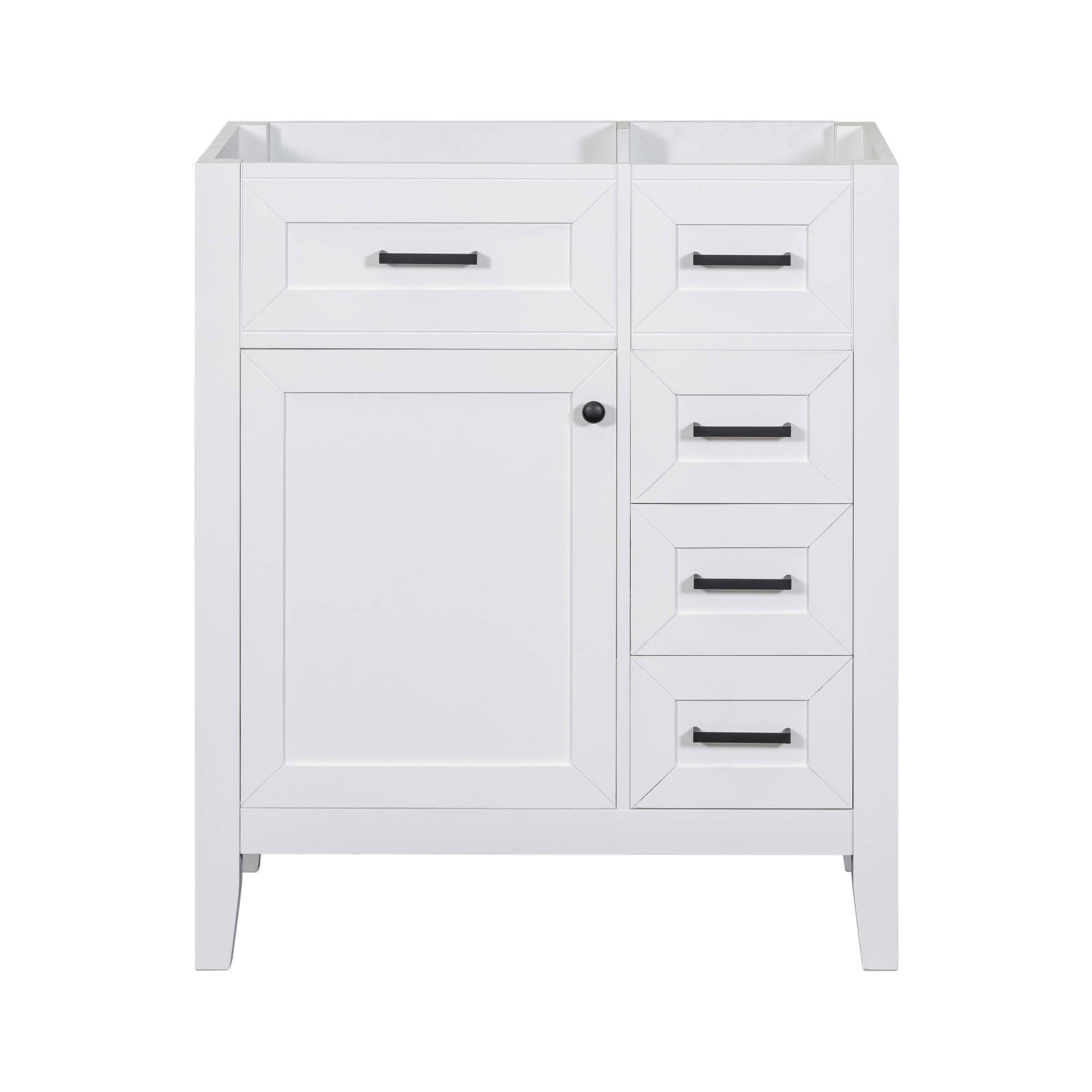 MAYEERTY 30" Bathroom Vanity without Sink Cabinet Base Solid Frame MDF Drawers White