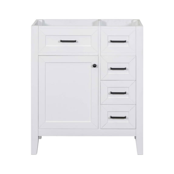 MAYEERTY 30" Bathroom Vanity without Sink Cabinet Base Solid Frame MDF Drawers White