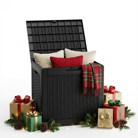 MAYEERTY 30 Gallon Outdoor Deck Box, Large Capacity Storage Box for Patio Furniture Cushions, Pillow with Wheels, Black