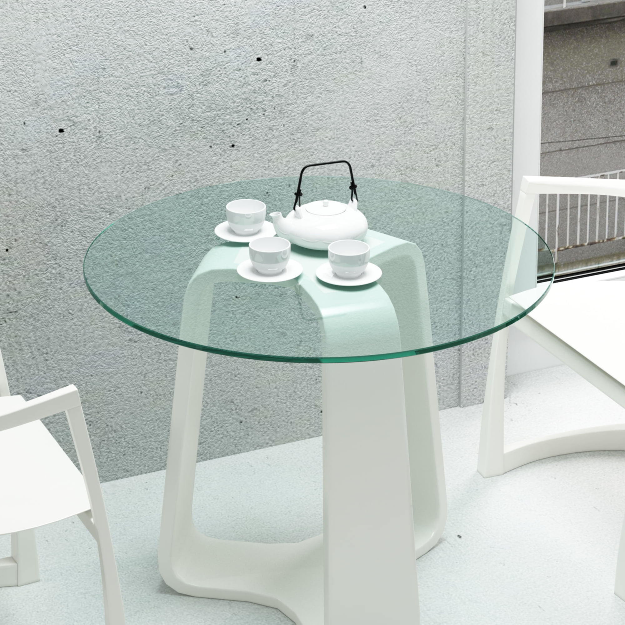 MAYEERTY 30" Round Tempered Glass Table Top, 1/4" Thick Flat Polished Edge for Dining & Office, Transparent