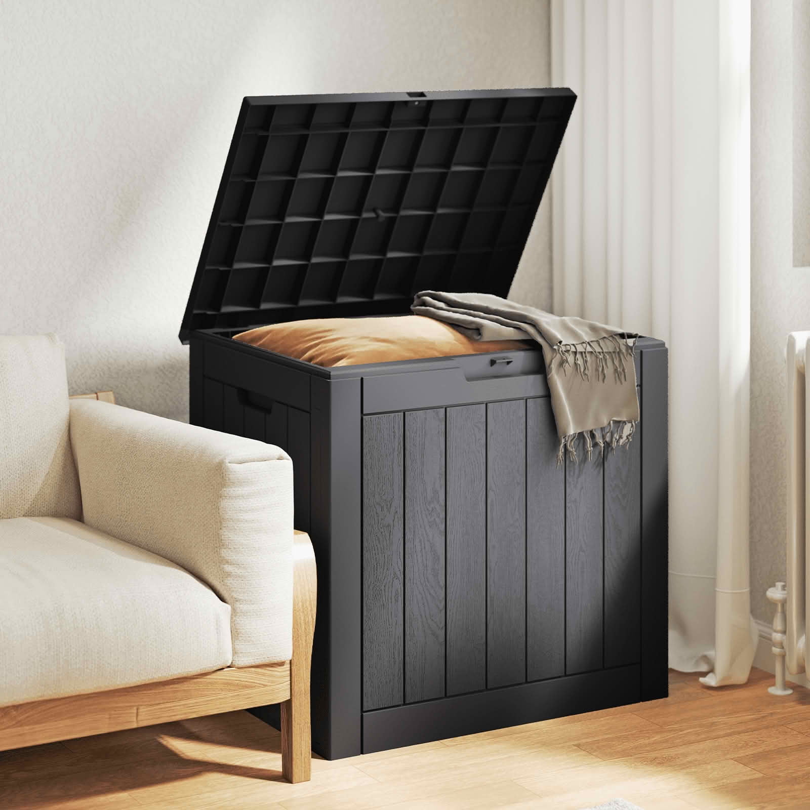 MAYEERTY 31 Gallon Deck Box Weatherproof Resin Lockable for Outdoor and Indoor Storage