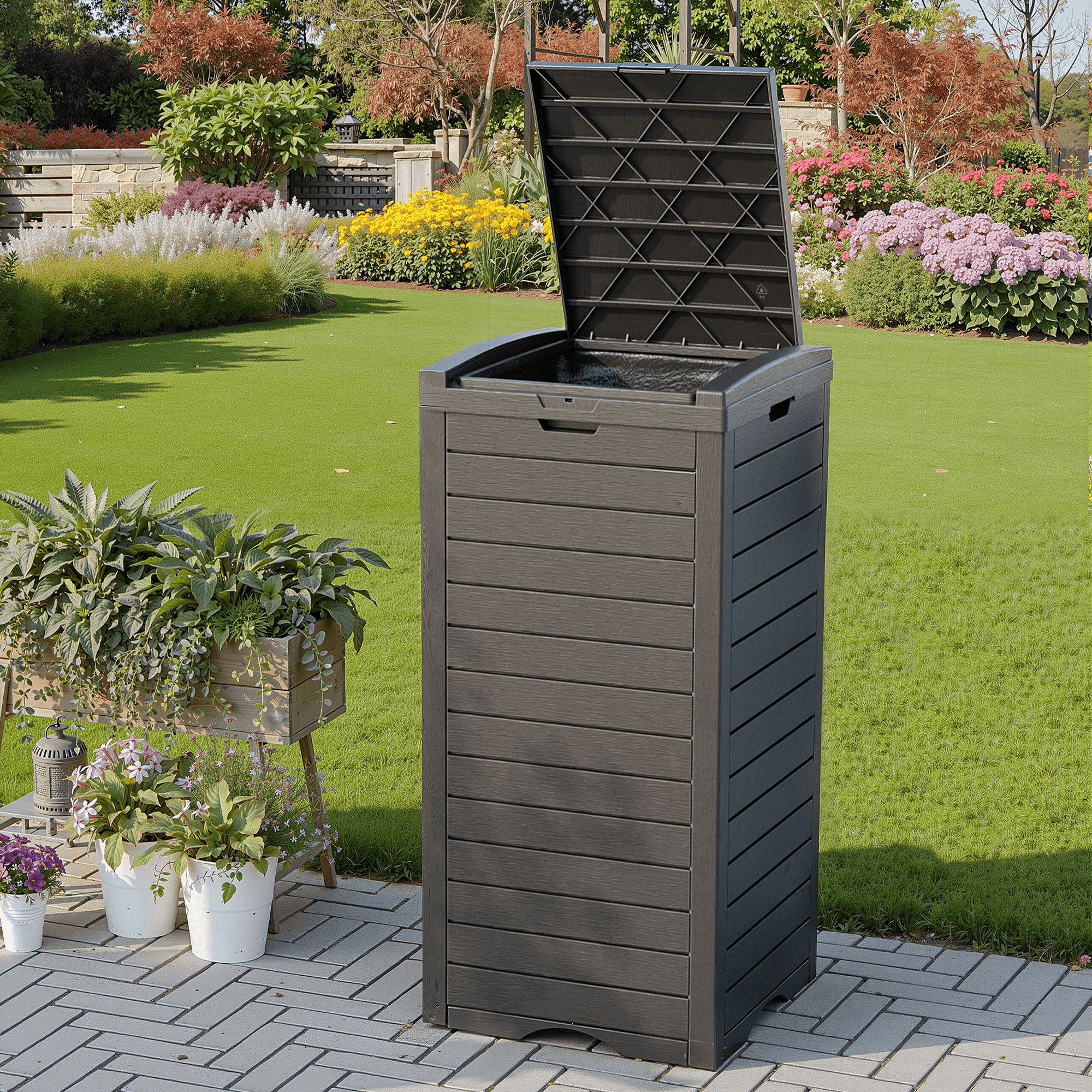 MAYEERTY 31 Gallon Outdoor Deck Box, Large Capacity Storage Box for Patio Furniture Cushions, Pillow with Wheels, Black