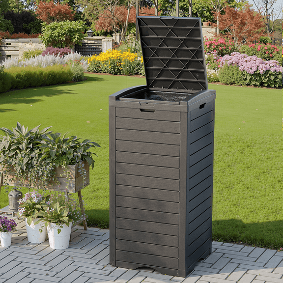 MAYEERTY 31 Gallon Outdoor Deck Box, Large Capacity Storage Box for Patio Furniture Cushions, Pillow with Wheels, Black