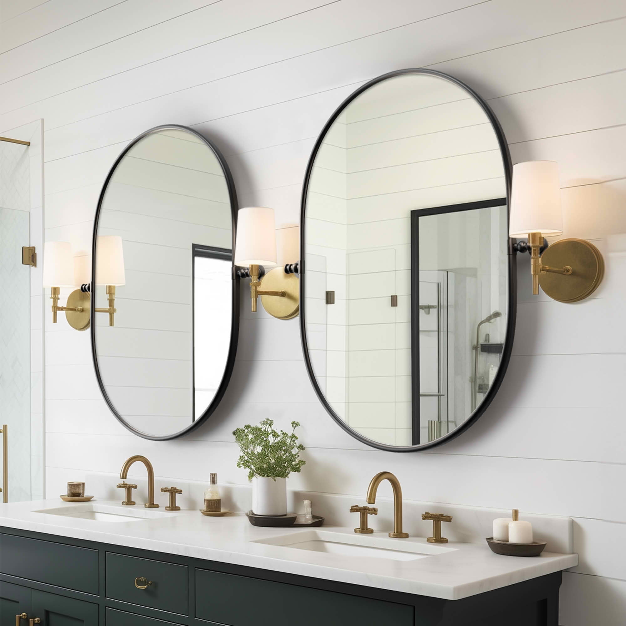 MAYEERTY 31x24x2 Inch Black Metal Track Wall Mounted Mirror for Home Bathroom
