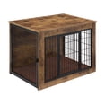 thumbnail image 1 of MAYEERTY 32" Wooden Dog Crate Furniture with Cushion, Double Doors for Small/Medium Dogs, Rustic Brown, 1 of 9