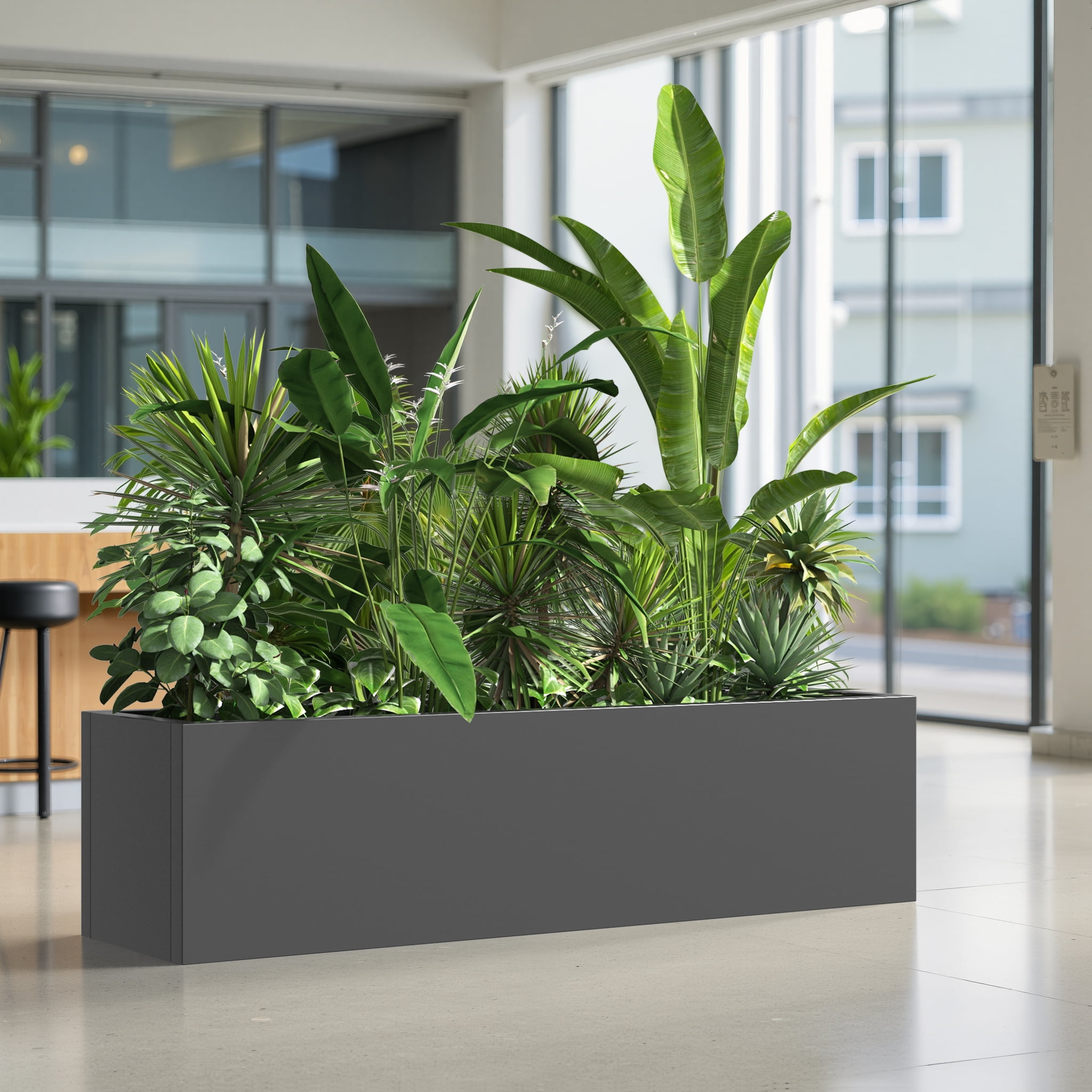 MAYEERTY 36*10"Large Metal Rectangular Planter with Drainage Holes for Tall Plants&High-Traffic Areas