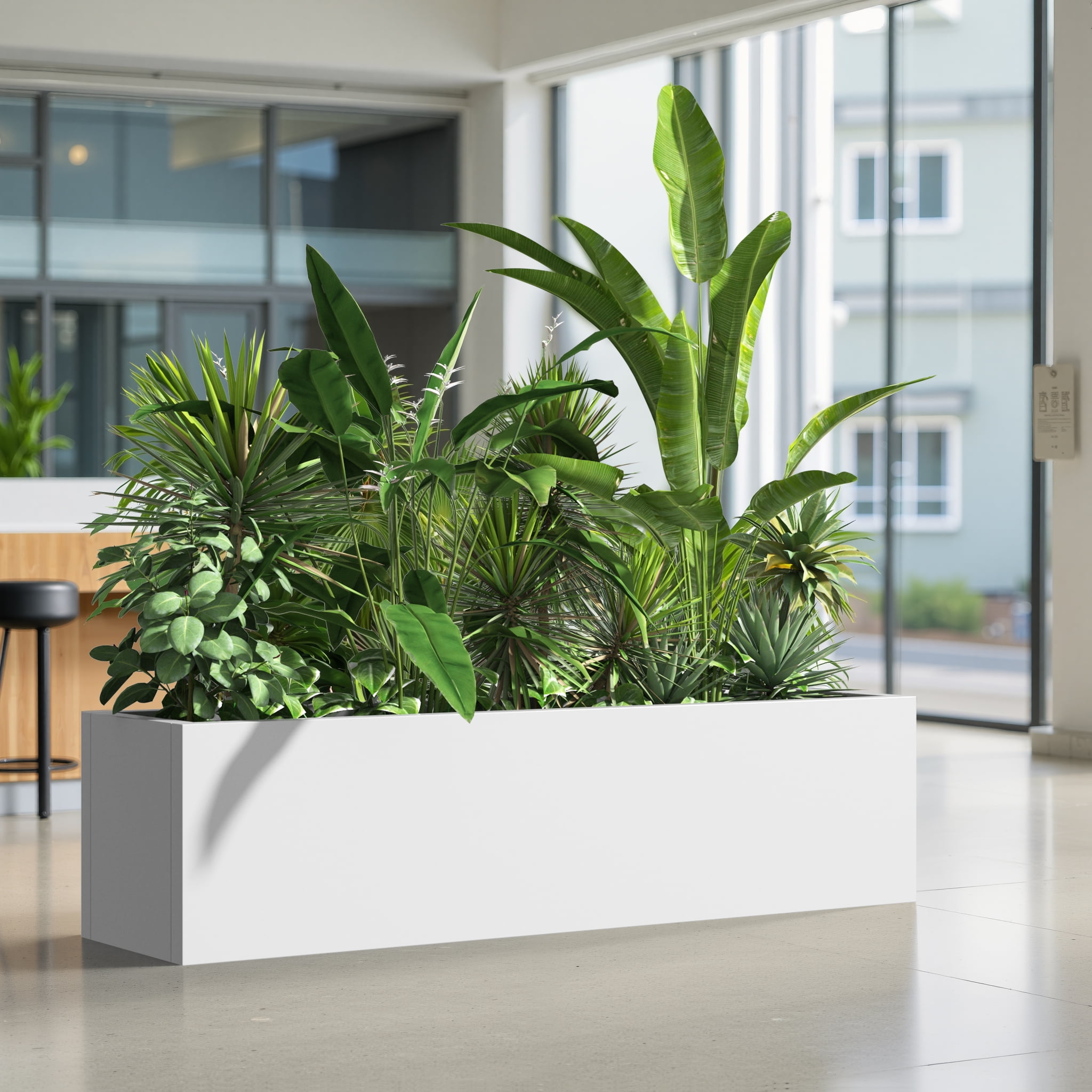 MAYEERTY 36*10"Large Metal Rectangular Planter with Drainage Holes for Tall Plants&High-Traffic Areas