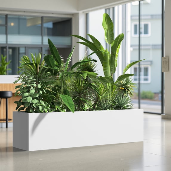 MAYEERTY 36*10"Large Metal Rectangular Planter with Drainage Holes for Tall Plants&High-Traffic Areas
