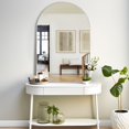 thumbnail image 1 of MAYEERTY 36×24in Modern Arched Aluminum Alloy Silver Framed Hanging Mirror, Wall-Mounted for Vanity & Sink, 1 of 10