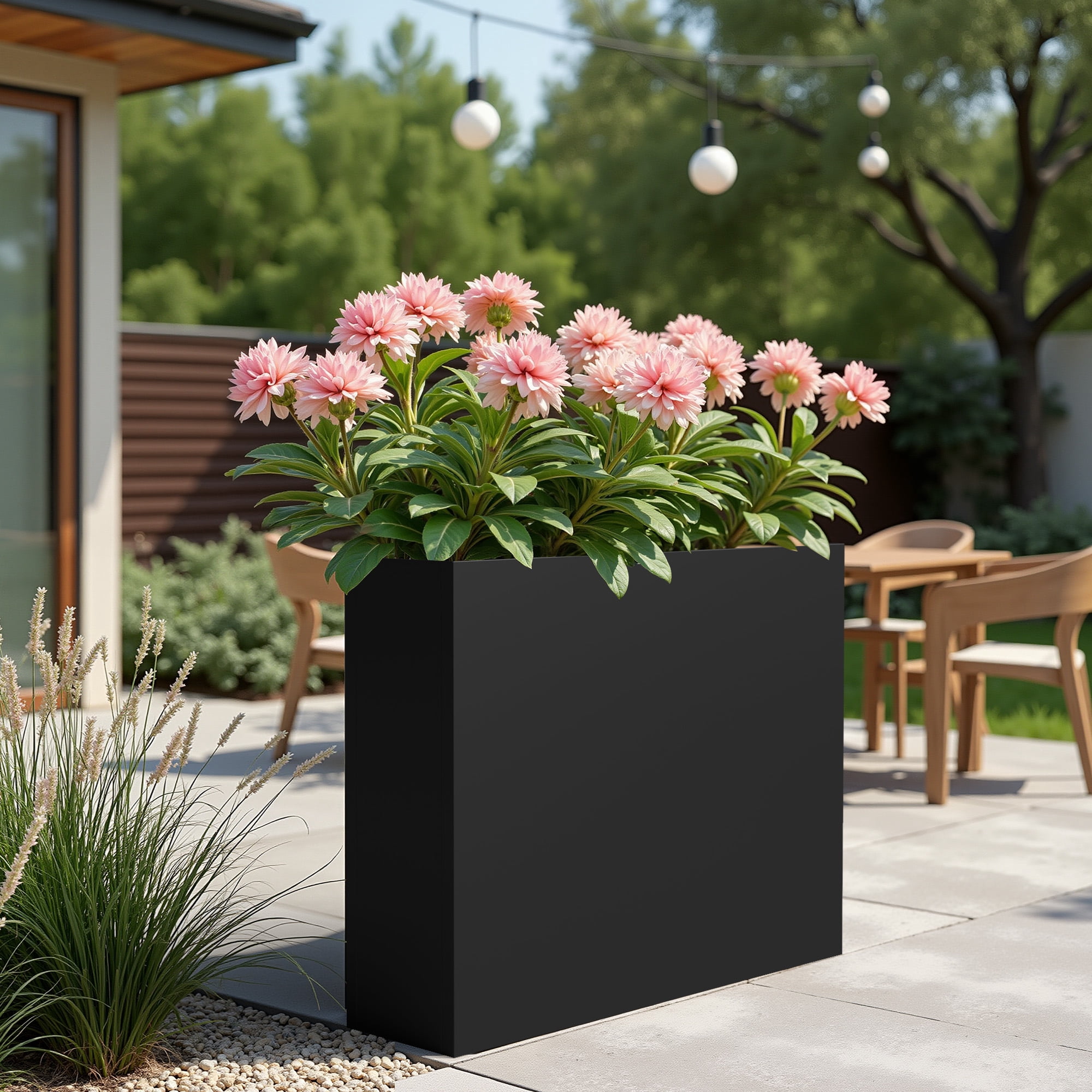MAYEERTY 36*28*28" Brown Modern Metal Rect Planter with Drainage Hole for Outdoor Gardening & Patio