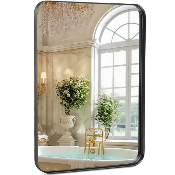 MAYEERTY 36" Bathroom Vanity Mirror Aluminum Alloy Wall Mounted Mirror,Black