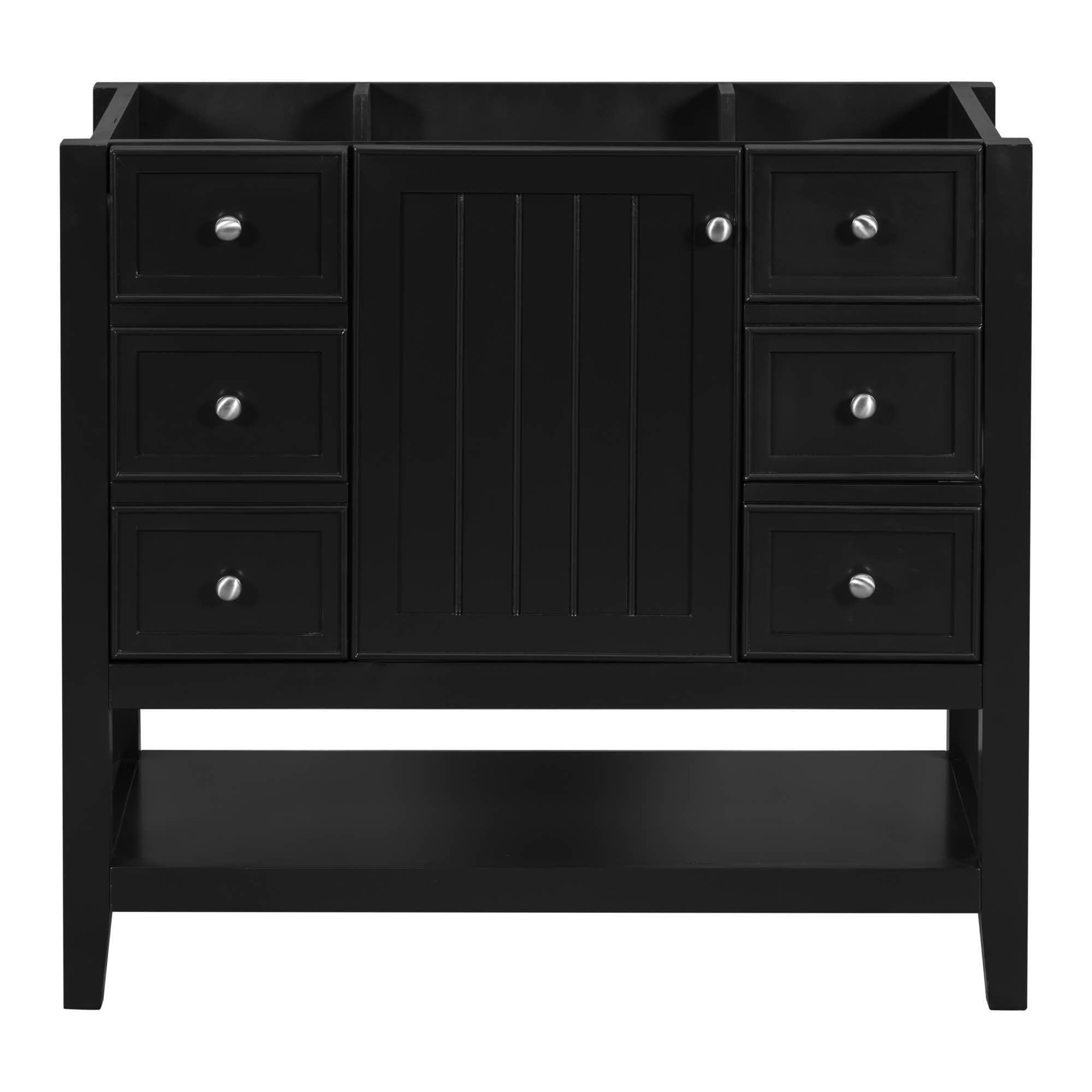 MAYEERTY 36" Bathroom Vanity without Sink Cabinet Base 1 Cabinet 3 Drawers Black