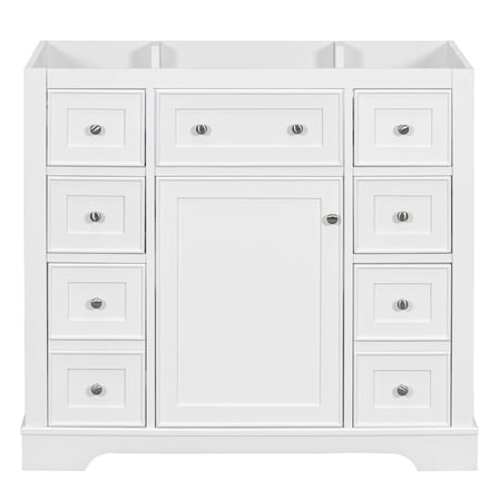 MAYEERTY 36" Bathroom Vanity without Sink Cabinet Base 1 Cabinet 6 Drawers White