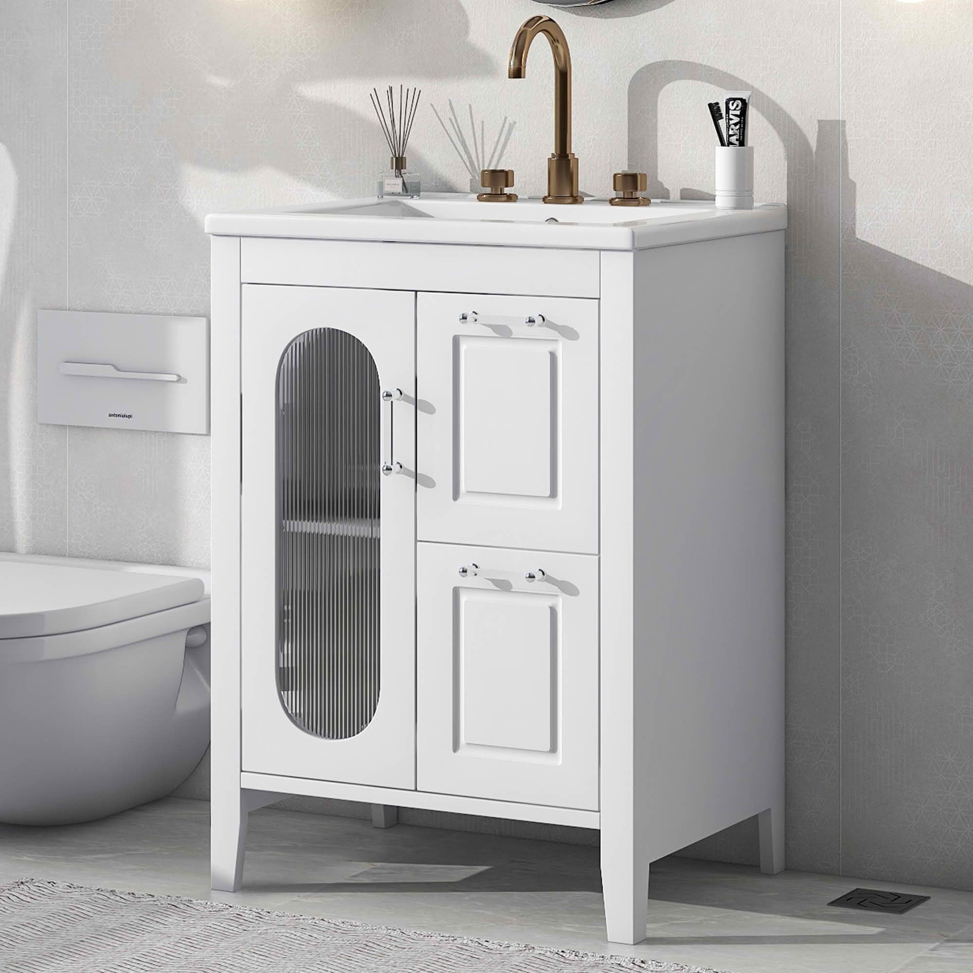 MAYEERTY 36" Medicine Cabinet Wall Mount Bathroom Storage with Mirror 3 Doors