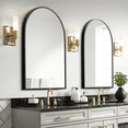 thumbnail image 1 of MAYEERTY 36"x24" Aluminum Alloy Fine-edged Right-angled Arched Hanging Mirror Black, 1 of 13