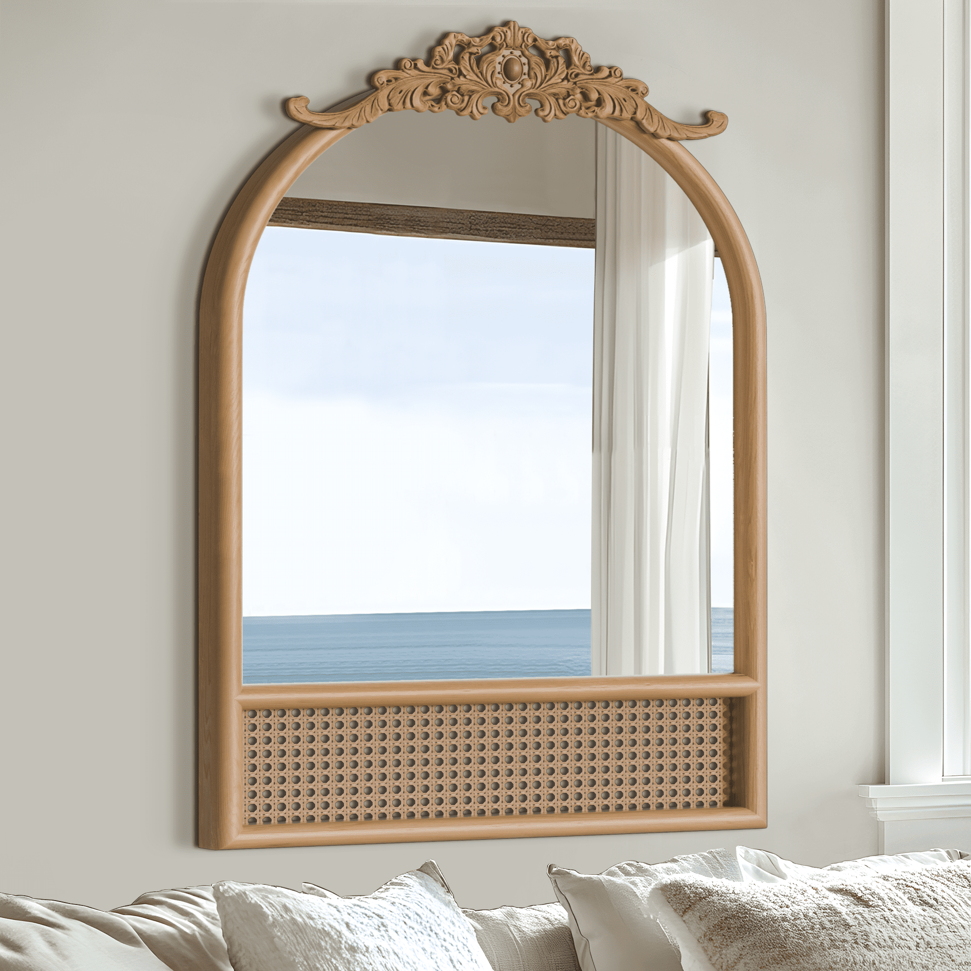 MAYEERTY 36"x24" Brown Modern Rectangle Mirror Home Decor for Living Room, Bedroom, or Bathroom