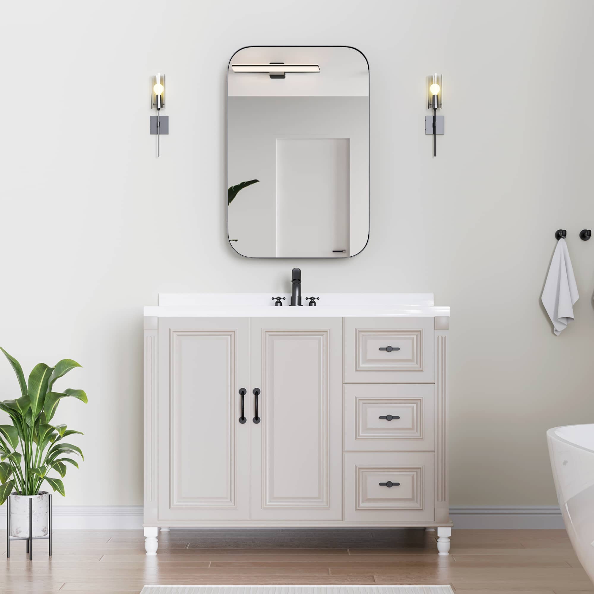 MAYEERTY 36"x24" Iron Rectangular Bathroom Mirror Cabinet, Black