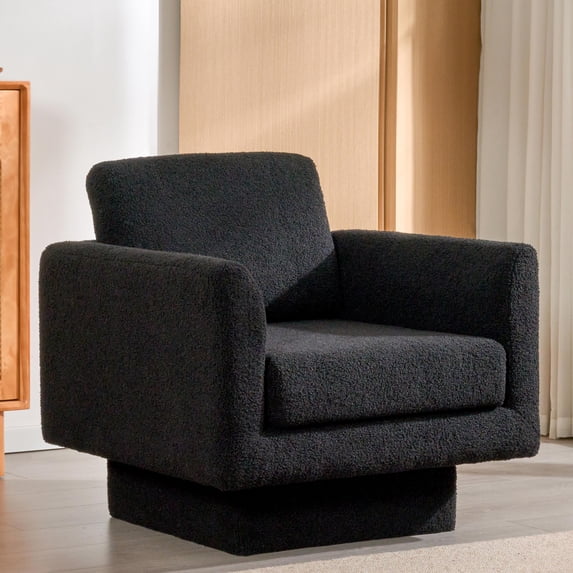MAYEERTY 360° Swivel Teddy Sherpa Accent Chairs, 30" Round Armchair with Thick Padded Seat – Ideal for Living Room, Nursery, or Bedroom