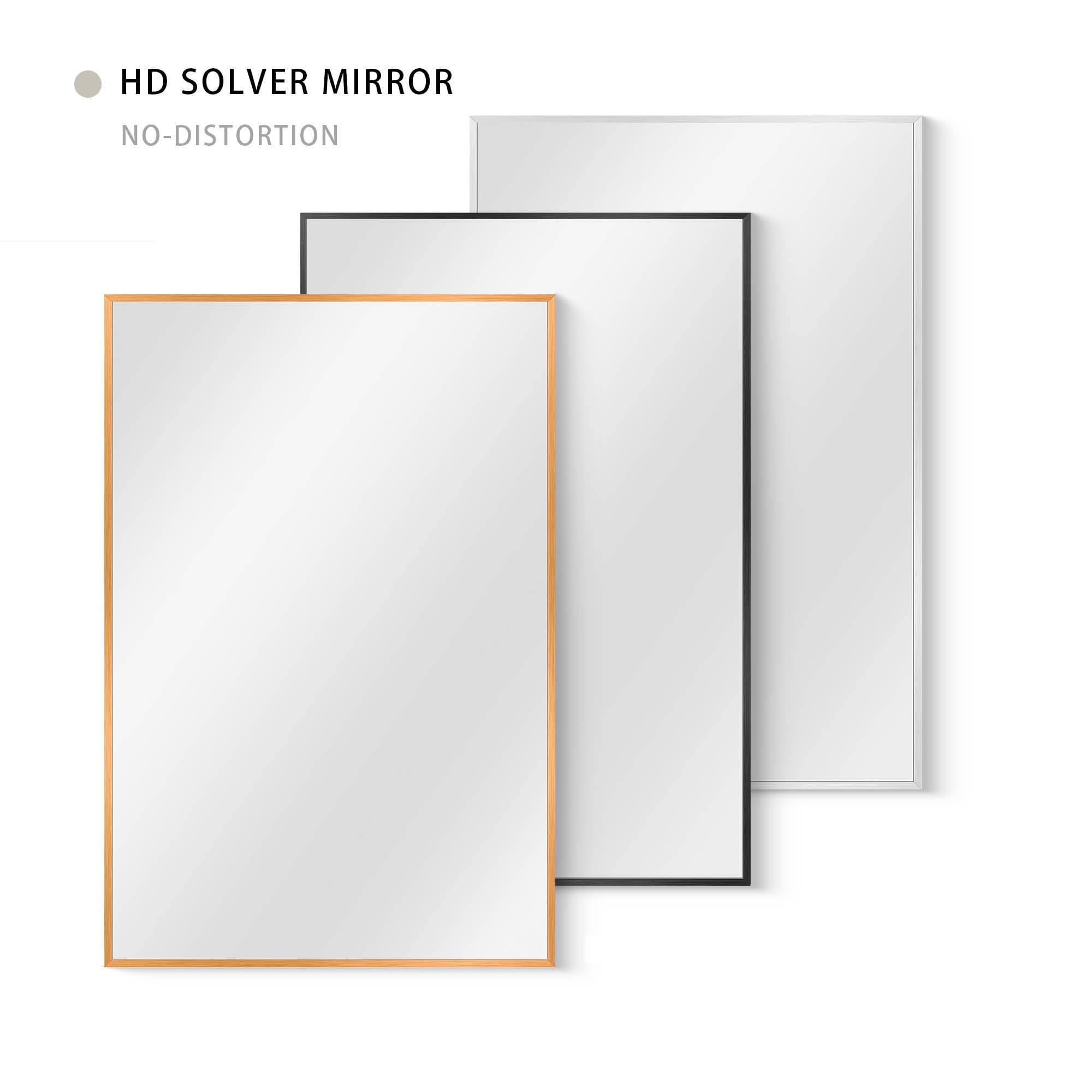 MAYEERTY 36x24x1 Inch Gold Thin Edge Aluminum Right Angle Rectangular Wall Mounted Mirror for Bathroom