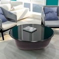 thumbnail image 1 of MAYEERTY 38.6" Round Tempered Glass Table Top, Beveled Polished Edge for Dining & Office, 2/5" Thick, Black, 1 of 9