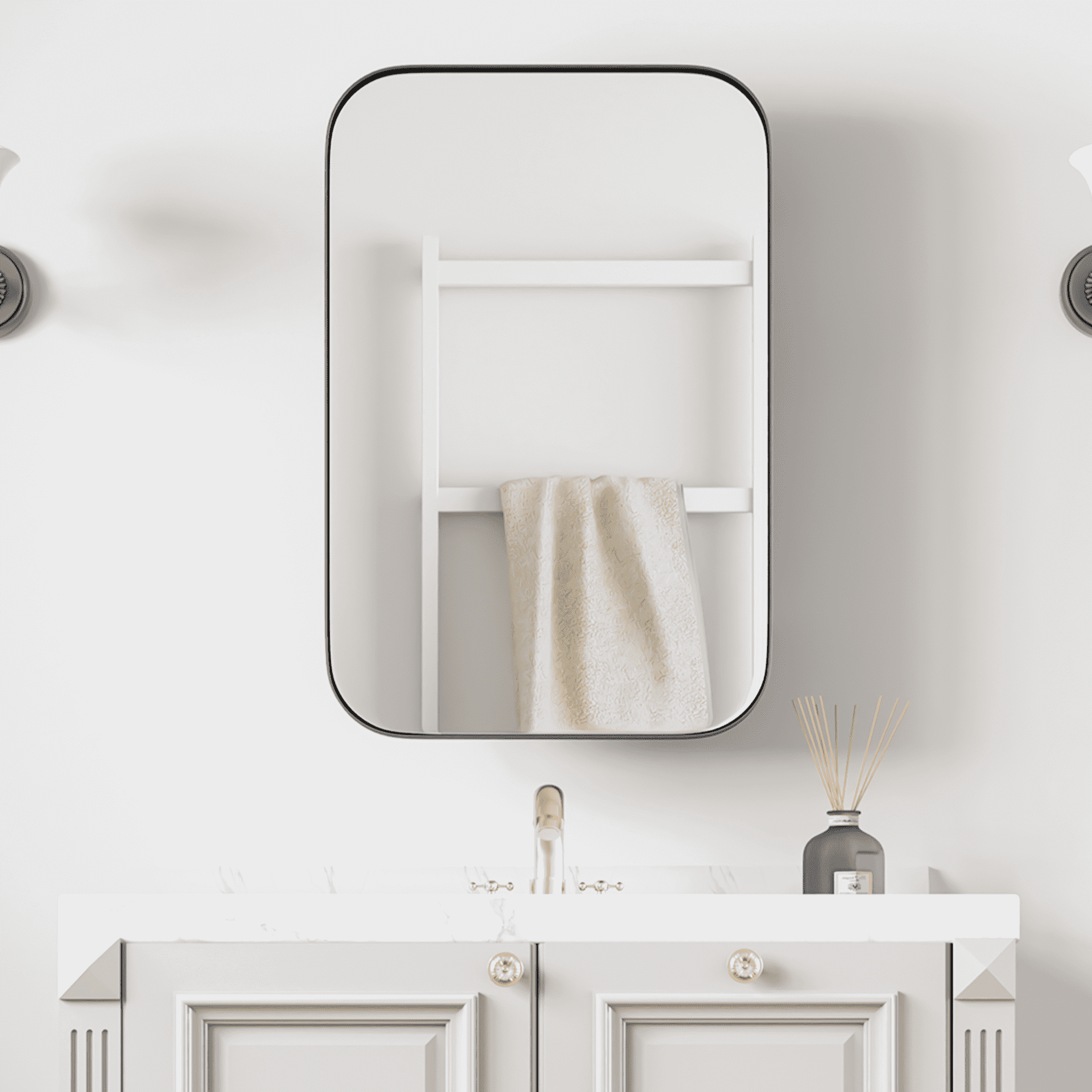 MAYEERTY 38"x22" Modern Black Wall Mounted Oval Bathroom Mirror