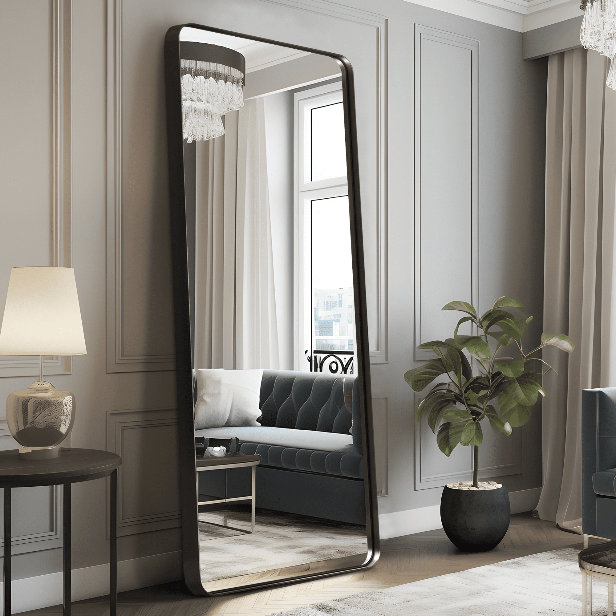 MAYEERTY 64"x21" Gold Arched Bathroom Asymmetrical Vanity Mirror for Wall