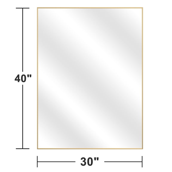 MAYEERTY 40"30" Gold Aluminum Slim-Frame Rectangular Wall Mirror Double-Sided for Multi-Scene Use