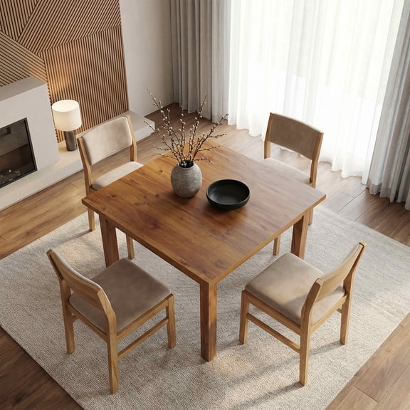 MAYEERTY 39.4" Square Farmhouse Dining Table, Easy Assembly Home Office Desk