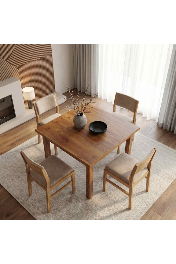 39.4" Square Farmhouse Dining Table, Easy Assembly Home Office Desk