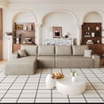 thumbnail image 1 of MAYEERTY 135 Inch Camel Corduroy L-Shape Cloud Sectional Sofa, 4-Seat Modular Deep Chaise Couch Zero Assembly for Living Room, 1 of 8