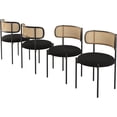 thumbnail image 1 of MAYEERTY 4-Pack Black Modern Upholstered Dining Chairs, Rattan Back, Metal Legs, Kitchen Accent, 1 of 7