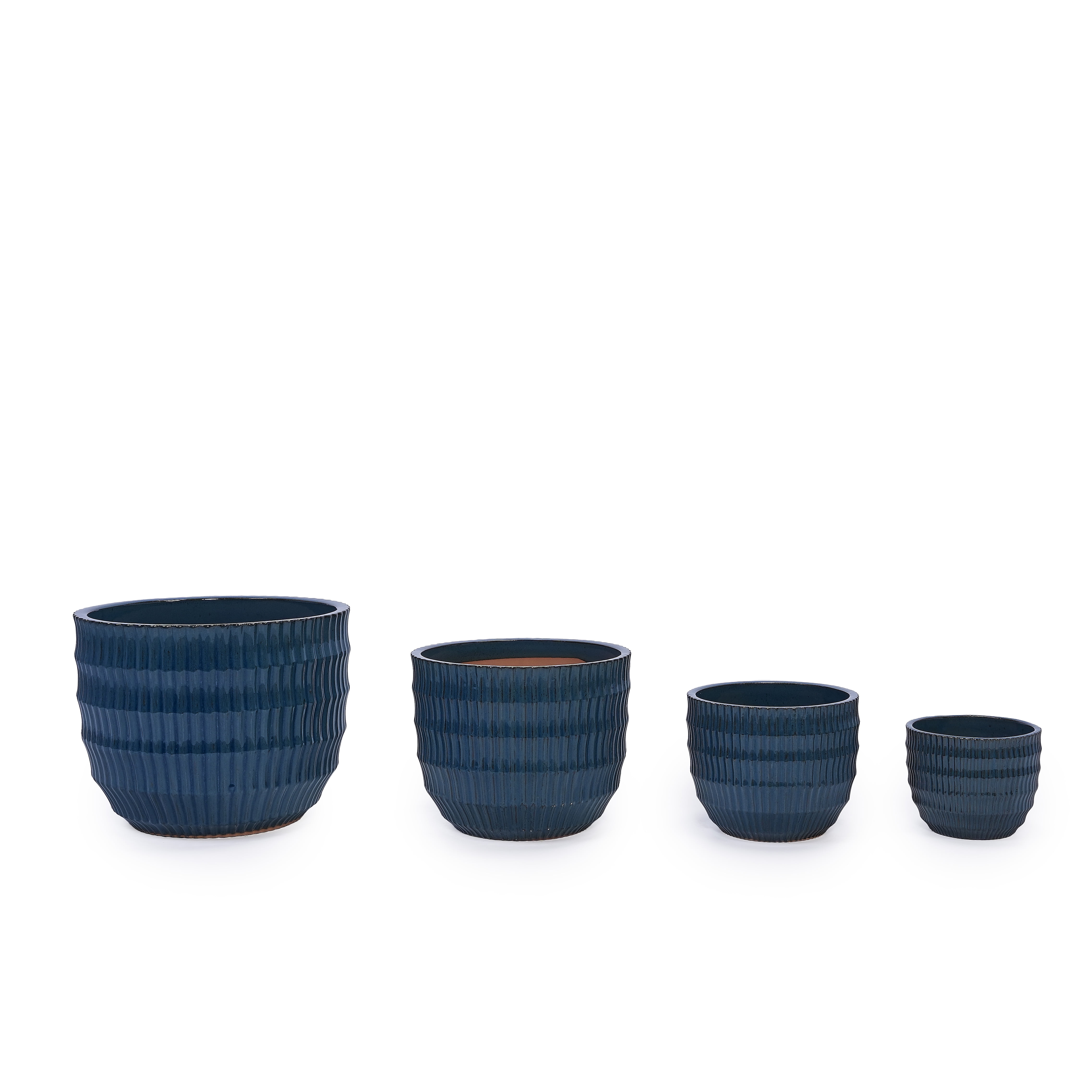 MAYEERTY 4 Pack Ceramic Plant Pots, Planter for Indoor Outdoor Patio, Garden, Blue