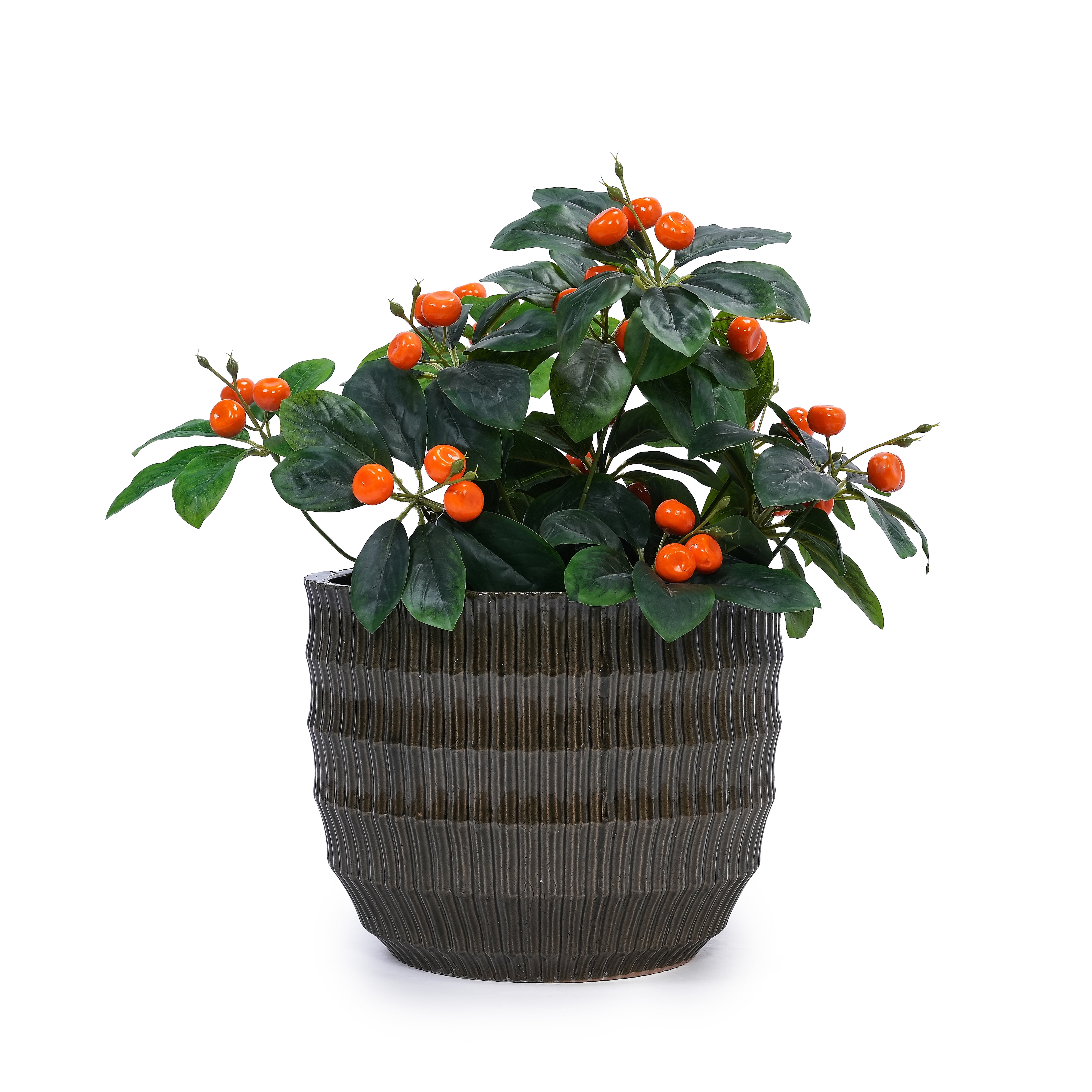 MAYEERTY 4 Pack Fluted Ceramic Planter Pot, Planter for Indoor Outdoor Patio, Garden, Dark Coffee