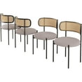 thumbnail image 1 of MAYEERTY 4-Pack Light Gray Modern Upholstered Dining Chairs, Rattan Back, Metal Legs, Kitchen Accent, 1 of 7