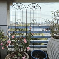 MAYEERTY 4 Pack Metal Garden Trellis 71 x 19.7 Inch Rustproof Climbing Plants Support Black Outdoor Flower