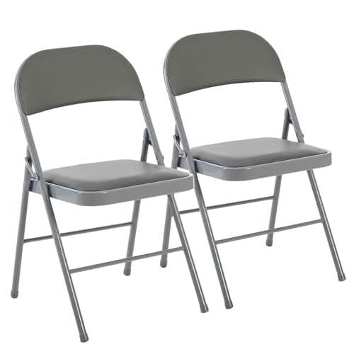 MAYEERTY 4 Pack PU Leather Padded Folding Chairs, Heavy Duty Metal Frame Portable Foldable Chairs Indoor Outdoor for Office Wedding Party Banquet