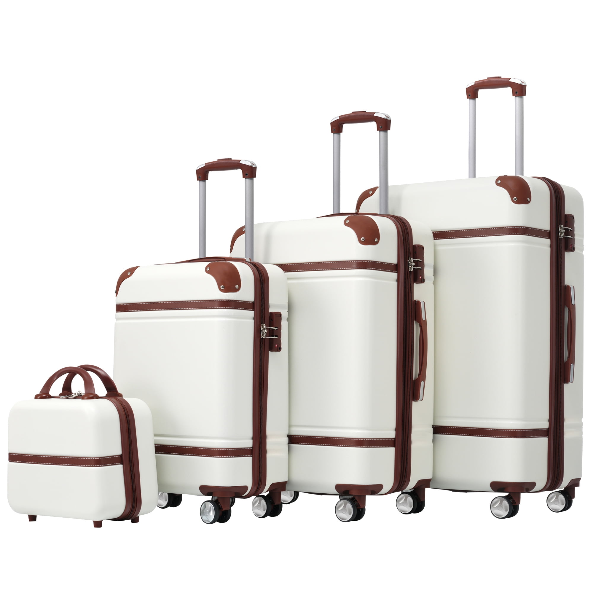 MAYEERTY 4-Piece Retro Hardshell Luggage Set with TSA Lock for Travel, 20"+24"+28"Lightweight Suitcases & Cosmetic Case