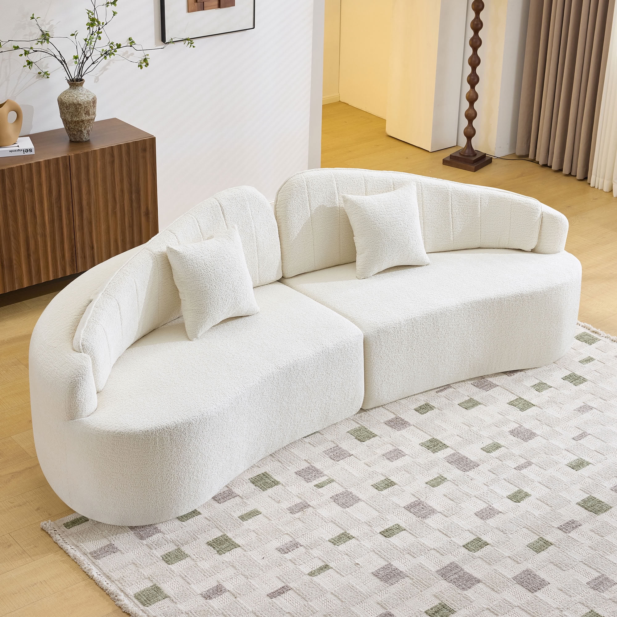 MAYEERTY 4-Seat Curved Modular Sectional Sofa, Chenille Compressed Couch with Removable Backrest, No Assembly for Living Room Apartment Small Spaces