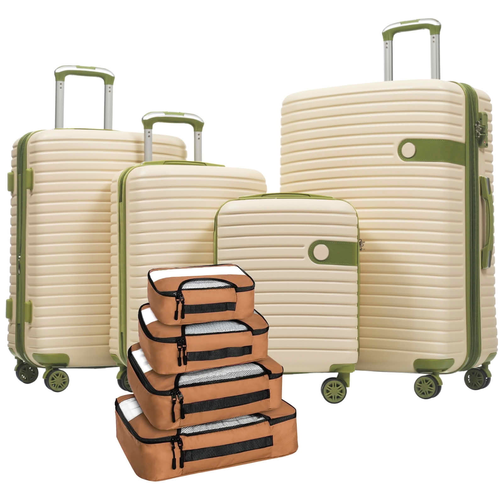MAYEERTY 4-in-1 Expandable Hard Shell Luggage Set with TSA Lock Spinner Wheels, Multi Size Nested Suitcase with Packing Cubes