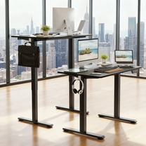 MAYEERTY 40×24" Electric Height-Adjustable Desk, Sit Stand Desk with Side Hooks for Home & Office, Black